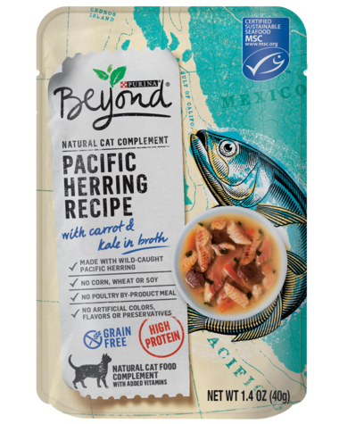 Purina Beyond Pacific Herring Recipe With Carrot & Kale In Broth Cat Treat