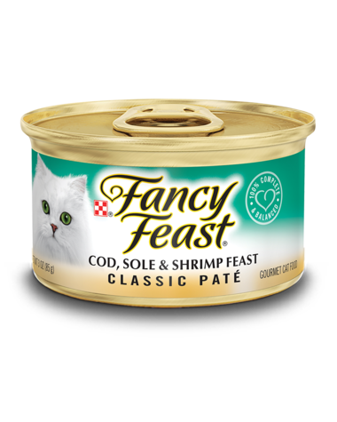 Fancy Feast Classic Paté Cod, Sole & Shrimp Feast Wet Cat Food