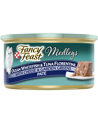 Fancy Feast Medleys Ocean Whitefish & Tuna Florentine With Cheese & Garden Greens Paté Wet Cat Food