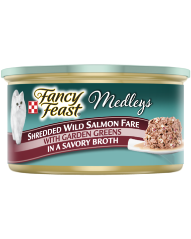 Fancy Feast Medleys Shredded Wild Salmon Fare With Garden Greens In Broth Wet Cat Food