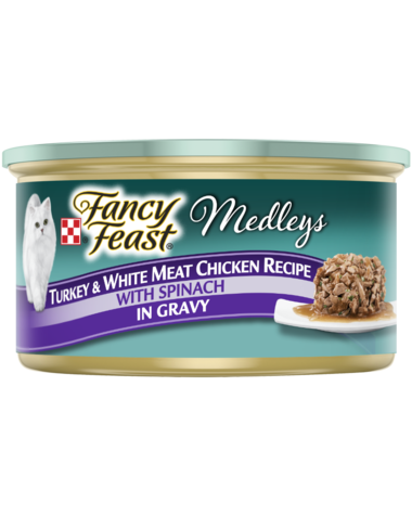 Fancy Feast Medleys Turkey & White Meat Chicken Recipe With Spinach In Gravy Wet Cat Food