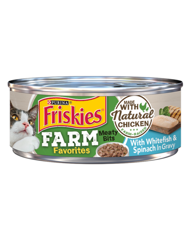 Friskies Farm Favorites Meaty Bits Whitefish & Spinach In Gravy Wet Cat Food