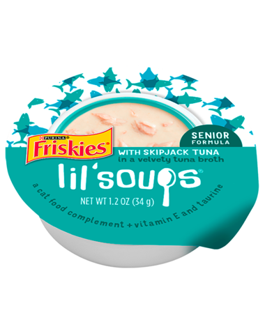 Friskies Lil’ Soups Skipjack Tuna In Tuna Broth Senior Wet Cat Food