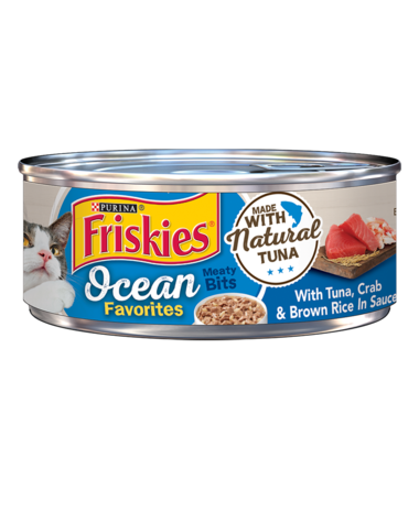 Friskies Ocean Favorites Meaty Bits Tuna, Crab & Brown Rice In Sauce Wet Cat Food