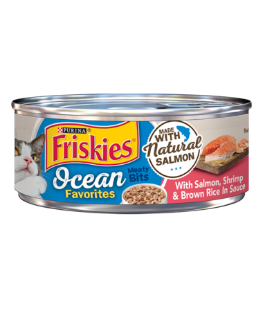 Friskies Ocean Favorites Meaty Bits Salmon, Shrimp & Brown Rice Wet Cat Food