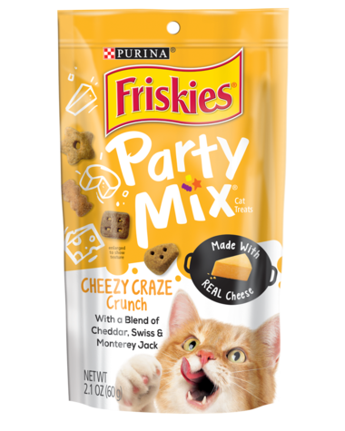 Friskies Party Mix Cheese Craze Cheddar, Swiss & Monterey Jack Crunchy Cat Treats