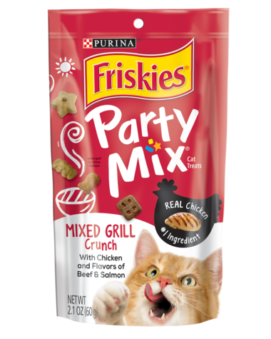 Friskies Party Mix Mixed Grill Chicken, Beef & Salmon Crunchy Cat Treats