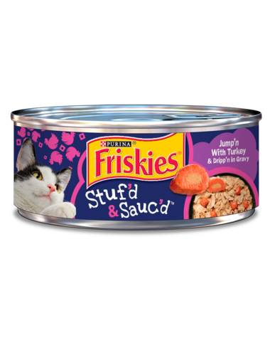 Friskies Stuf’d & Sauc’d Jump’n With Turkey & Dripp’n In Gravy Wet Cat Food