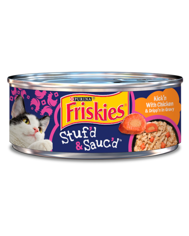 Friskies Stuf’d & Sauc’d Kick’n With Chicken & Dripp’n In Gravy Wet Cat Food