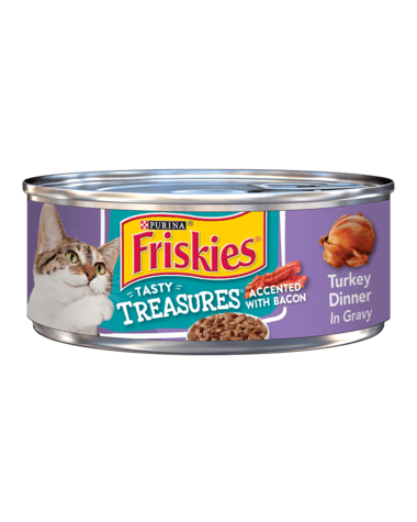 Friskies Tasty Treasures Turkey Dinner In Gravy Accented With Bacon Wet Cat Food