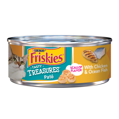 Friskies Tasty Treasures Chicken & Ocean Fish Paté With Scallop Flavor Wet Cat Food