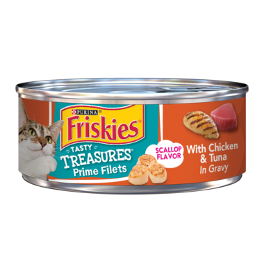 Friskies Tasty Treasures Prime Filets Chicken & Tuna In Gravy With Scallop Flavor Wet Cat Food