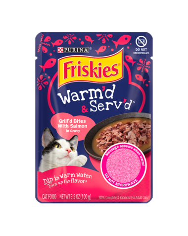 Friskies Warm’d & Serv’d Grill’d Bites Salmon In Gravy Wet Cat Food