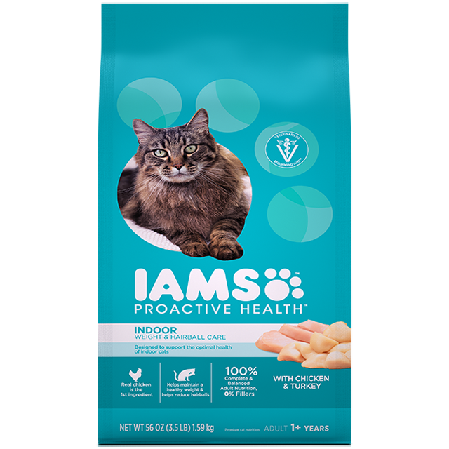 IAMS Proactive Health Adult Indoor Weight & Hairball Care Dry Cat Food With Chicken & Turkey