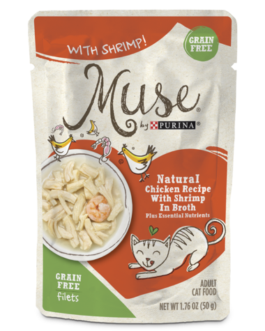 Muse Grain Free Filets Natural Chicken Recipe With Shrimp In Broth Wet Cat Food
