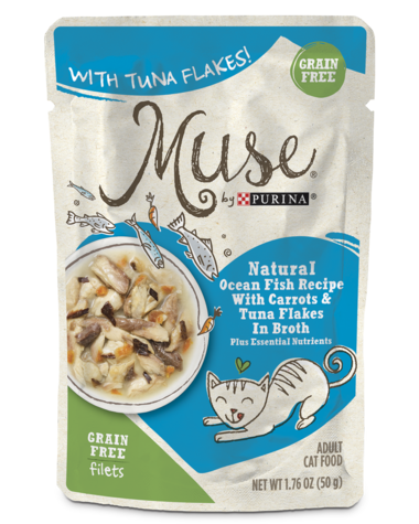 Muse Grain Free Filets Natural Ocean Fish Recipe With Carrots & Tuna Flakes In Broth Wet Cat Food