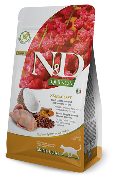 Farmina N&D Quinoa Skin & Coat Quail, Quinoa, Coconut & Turmeric Recipe Dry Cat Food