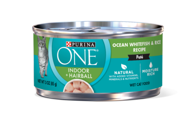 Purina ONE Indoor + Hairball Ocean Whitefish & Rice Recipe Paté Wet Cat Food