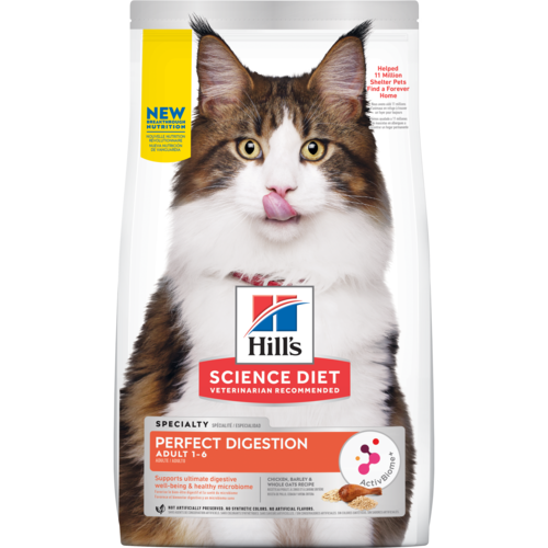 Hill’s Pet Science Diet Adult 1-6 Perfect Digestion Chicken, Barley & Whole Oats Recipe Dry Cat Food