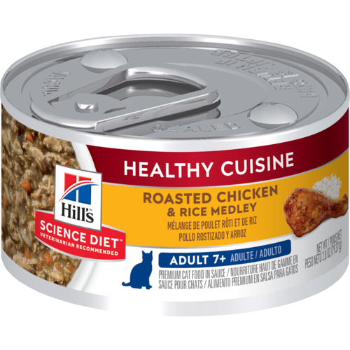 Hill’s Pet Science Diet Adult 7+ Healthy Cuisine Roasted Chicken & Rice Medley Wet Cat Food